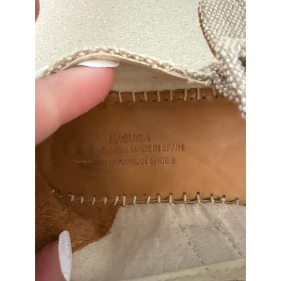 Naguisa Miru Lino Canvas Mary Jane Espadrilles Platform Flats Coastal Size 7 - Picture 5 of 9